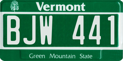 VT license plate BJW441