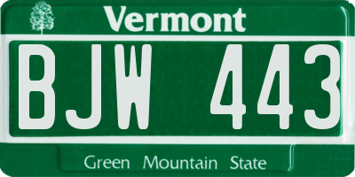 VT license plate BJW443
