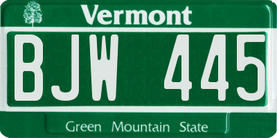 VT license plate BJW445