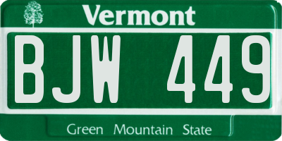 VT license plate BJW449