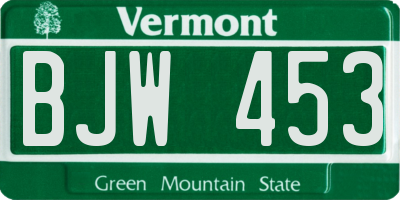 VT license plate BJW453