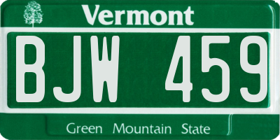 VT license plate BJW459