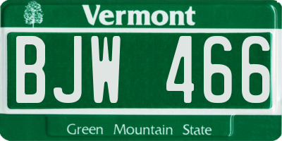 VT license plate BJW466