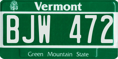 VT license plate BJW472