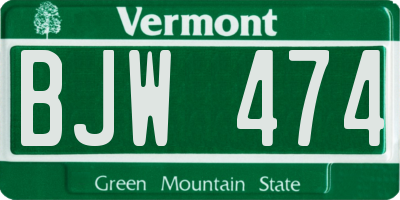 VT license plate BJW474