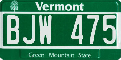 VT license plate BJW475