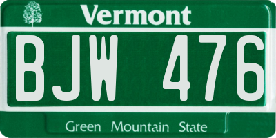 VT license plate BJW476