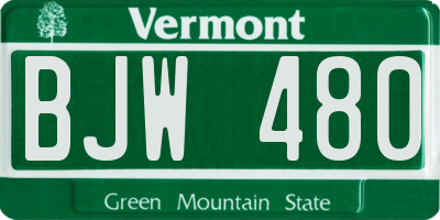 VT license plate BJW480
