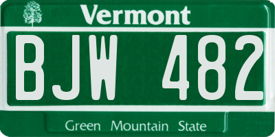 VT license plate BJW482