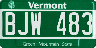 VT license plate BJW483