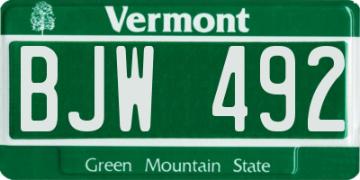 VT license plate BJW492