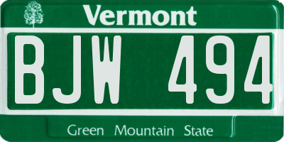 VT license plate BJW494
