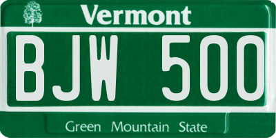 VT license plate BJW500