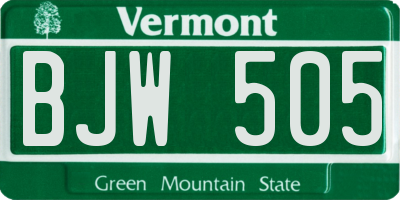 VT license plate BJW505