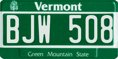 VT license plate BJW508