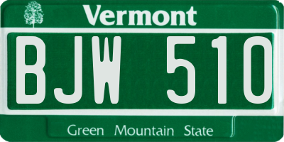 VT license plate BJW510