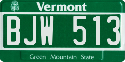 VT license plate BJW513