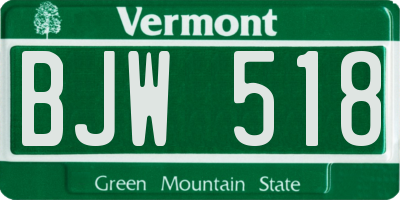 VT license plate BJW518