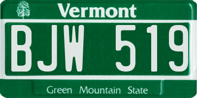 VT license plate BJW519