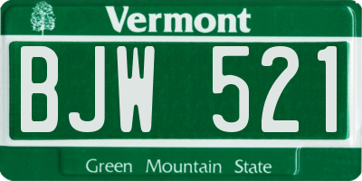 VT license plate BJW521
