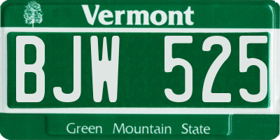 VT license plate BJW525