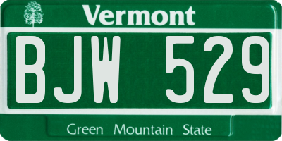 VT license plate BJW529