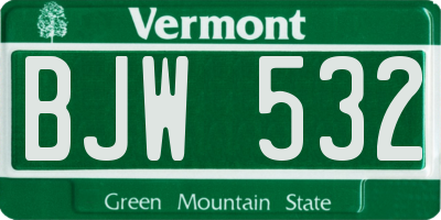 VT license plate BJW532
