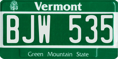 VT license plate BJW535