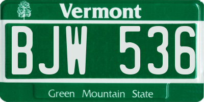 VT license plate BJW536