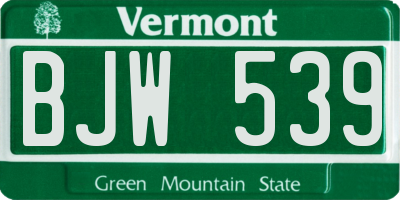 VT license plate BJW539