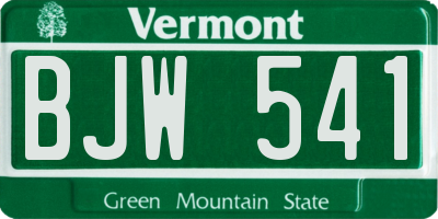 VT license plate BJW541