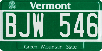 VT license plate BJW546