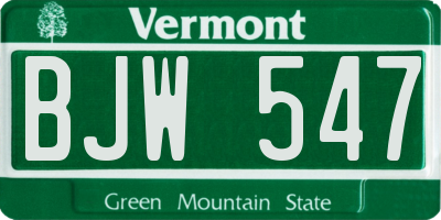VT license plate BJW547