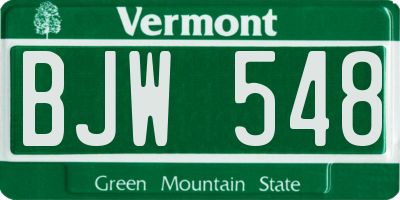 VT license plate BJW548