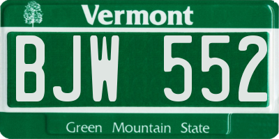 VT license plate BJW552