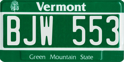 VT license plate BJW553
