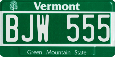 VT license plate BJW555