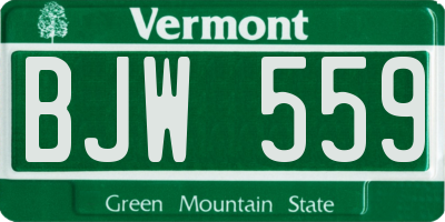 VT license plate BJW559