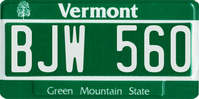 VT license plate BJW560