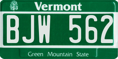 VT license plate BJW562