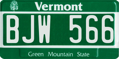 VT license plate BJW566