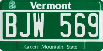 VT license plate BJW569