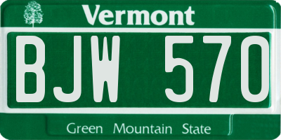 VT license plate BJW570
