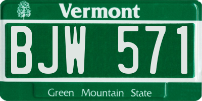 VT license plate BJW571