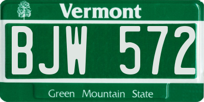 VT license plate BJW572