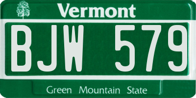 VT license plate BJW579