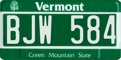 VT license plate BJW584