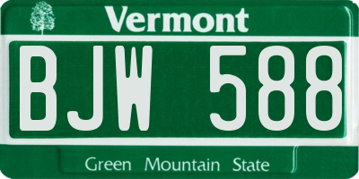 VT license plate BJW588
