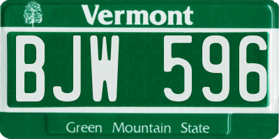 VT license plate BJW596