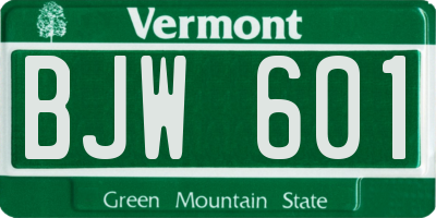 VT license plate BJW601